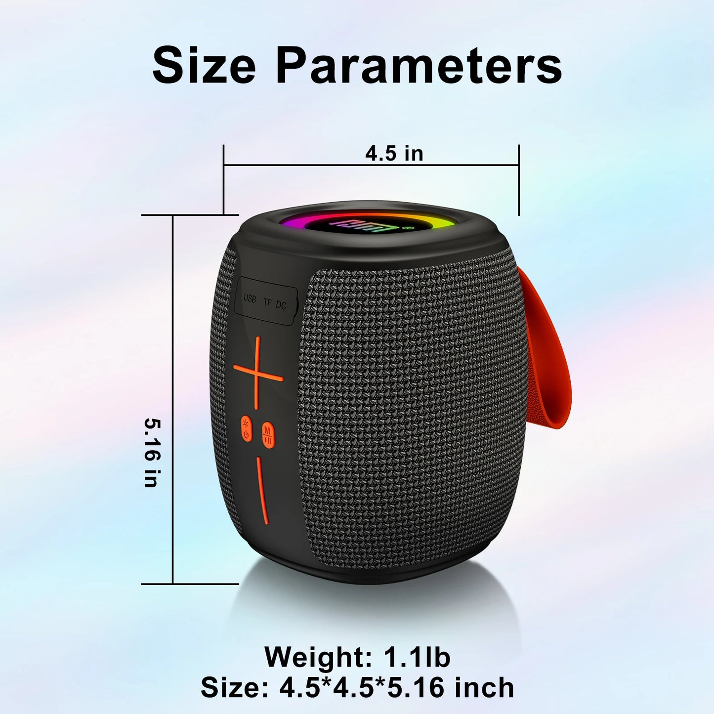 Portable Bluetooth Speaker — 5W with RGB Lights, TWS Pairing & IPX4 Splash Resistance