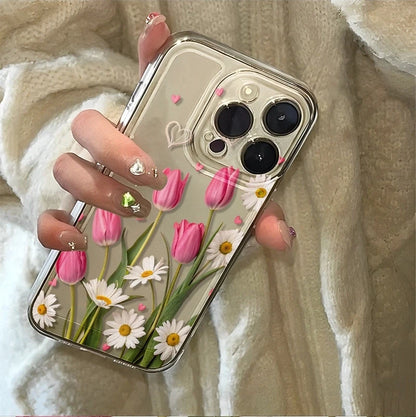 Tulip Print Clear Case — Soft TPU Floral Cover for iPhone