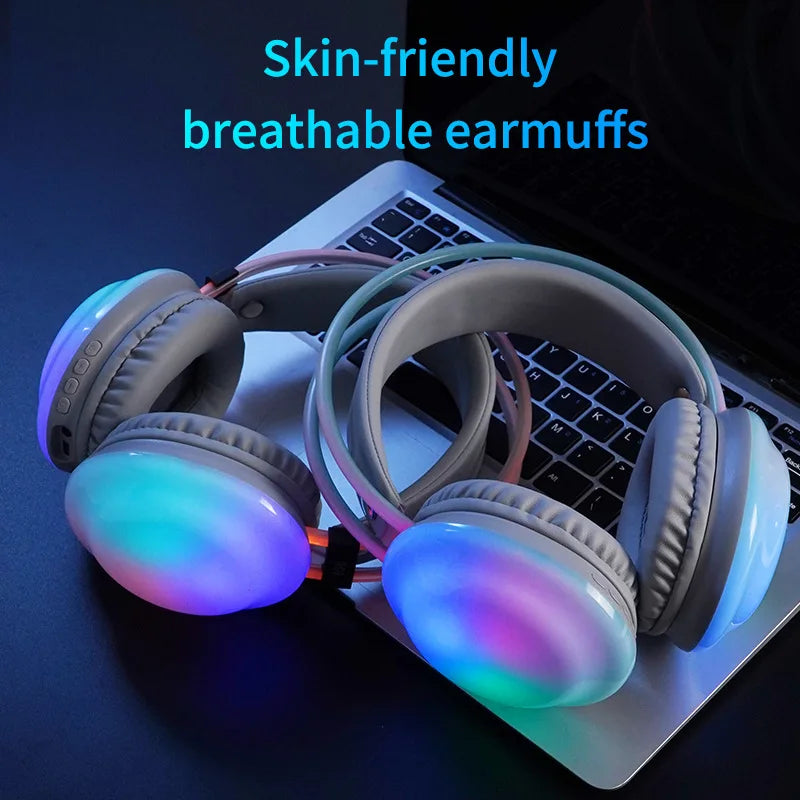 RGB Gaming Headphones — Wireless Bluetooth 5.3 Over-Ear with HD Mic