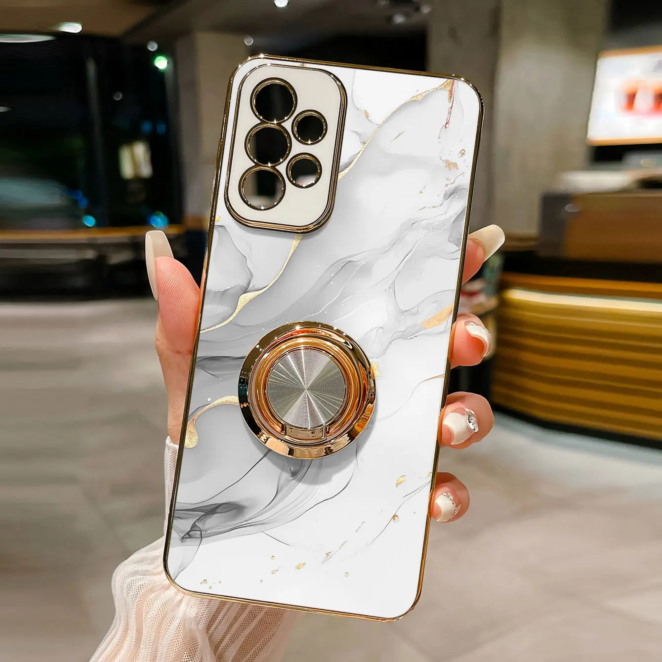 Luxury Marble Ring Holder Samsung Galaxy Case — Plating 360° Stand Cover