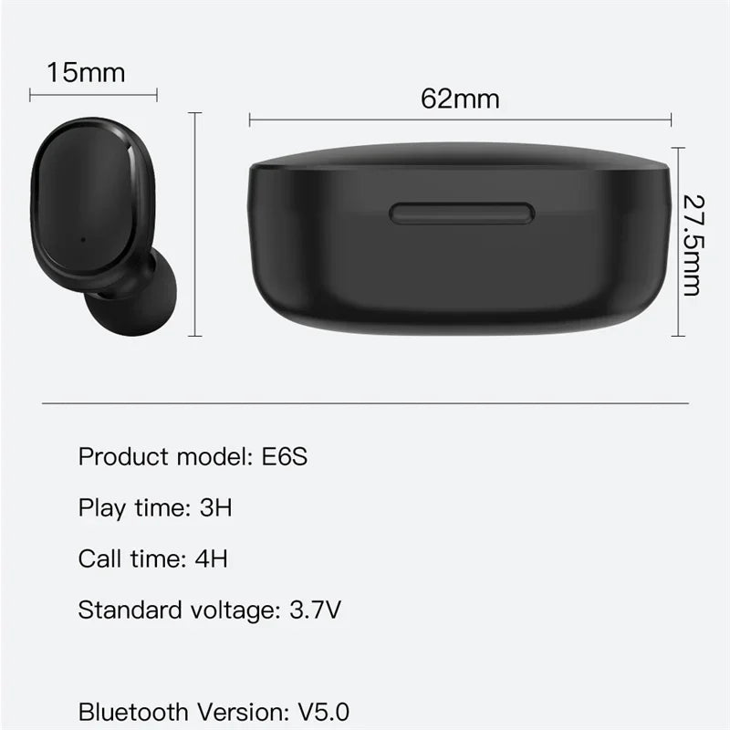 E6S Wireless Earbuds — Bluetooth 5.1 TWS with Digital Battery Display