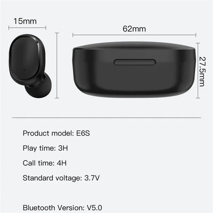 E6S Wireless Earbuds — Bluetooth 5.1 TWS with Digital Battery Display