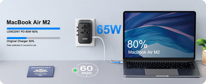 LENCENT Universal Travel Adapter — All-in-One EU, UK, US & AUS Plug with USB