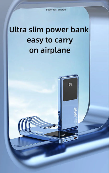 20,000mAh Power Bank with Built-In Cables — 65W PD Fast Charging & Digital Display