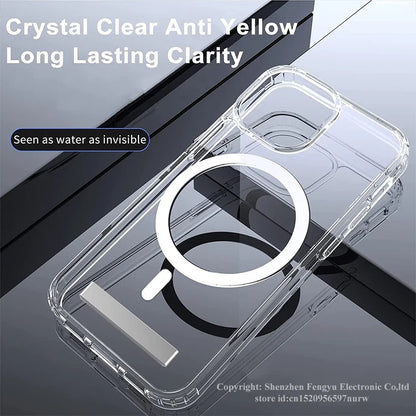 Clear MagSafe Case with Kickstand — Magnetic Wireless Charging Cover