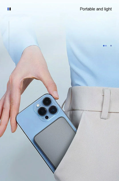 5,000 or 10,000mAh — Slim Magnetic Power Bank — 20W MagSafe Wireless Charger.