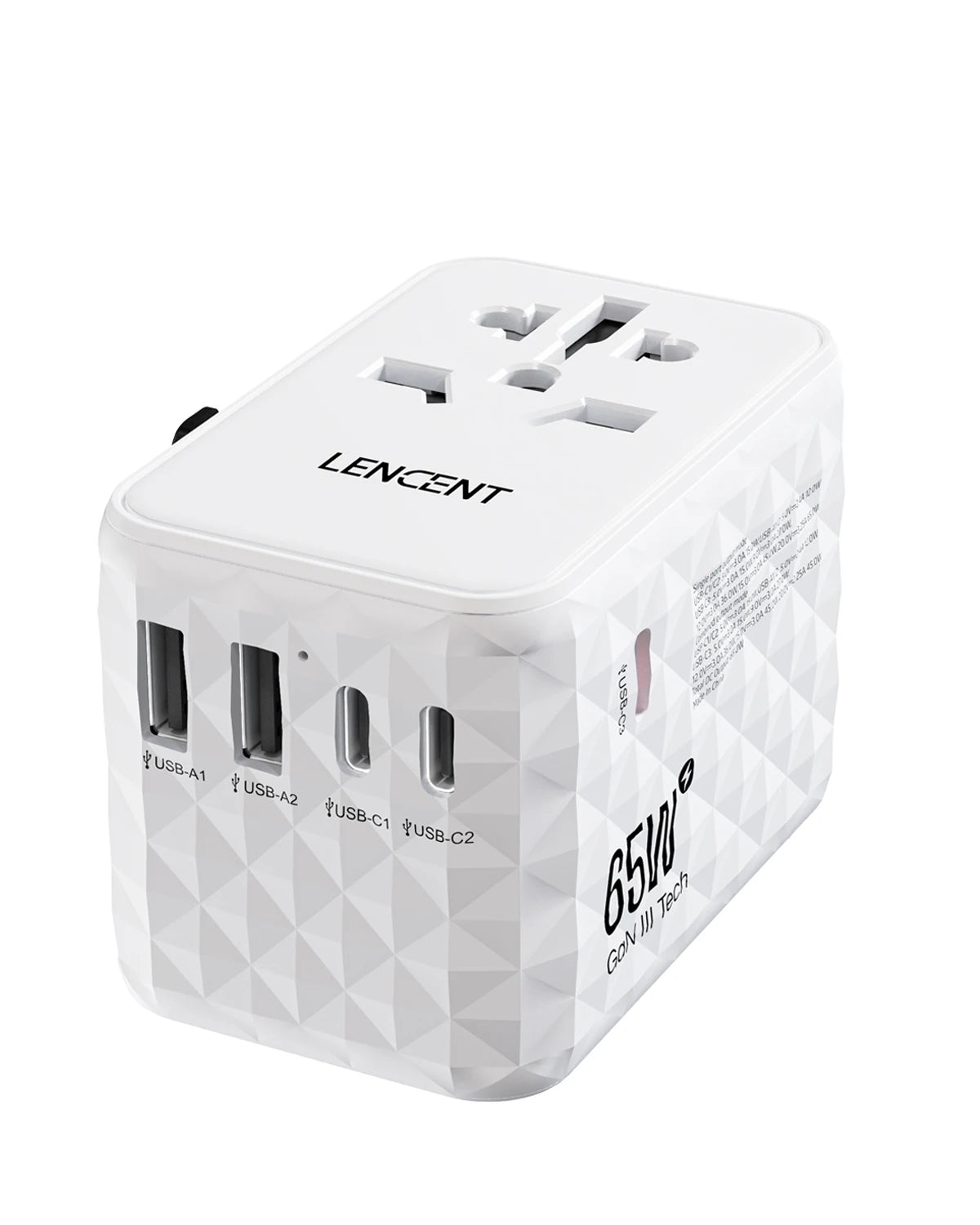LENCENT Universal Travel Adapter — All-in-One EU, UK, US & AUS Plug with USB