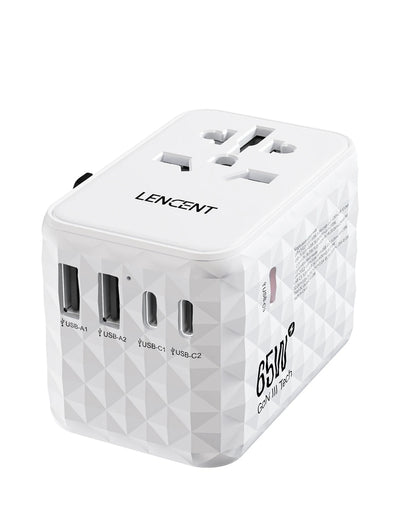 LENCENT Universal Travel Adapter — All-in-One EU, UK, US & AUS Plug with USB