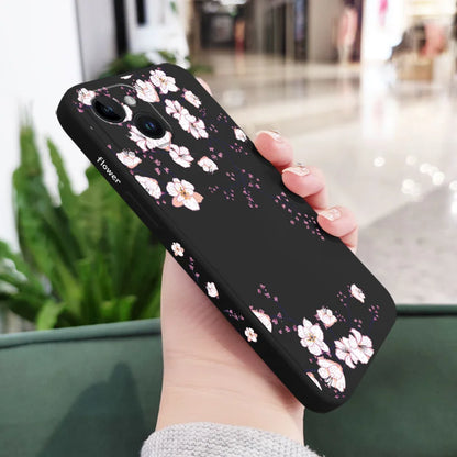 جراب هاتف آيفون بنقشة زهر البرقوق — غطاء حماية مقاوم للصدمات بتصميم كرتوني مزهر