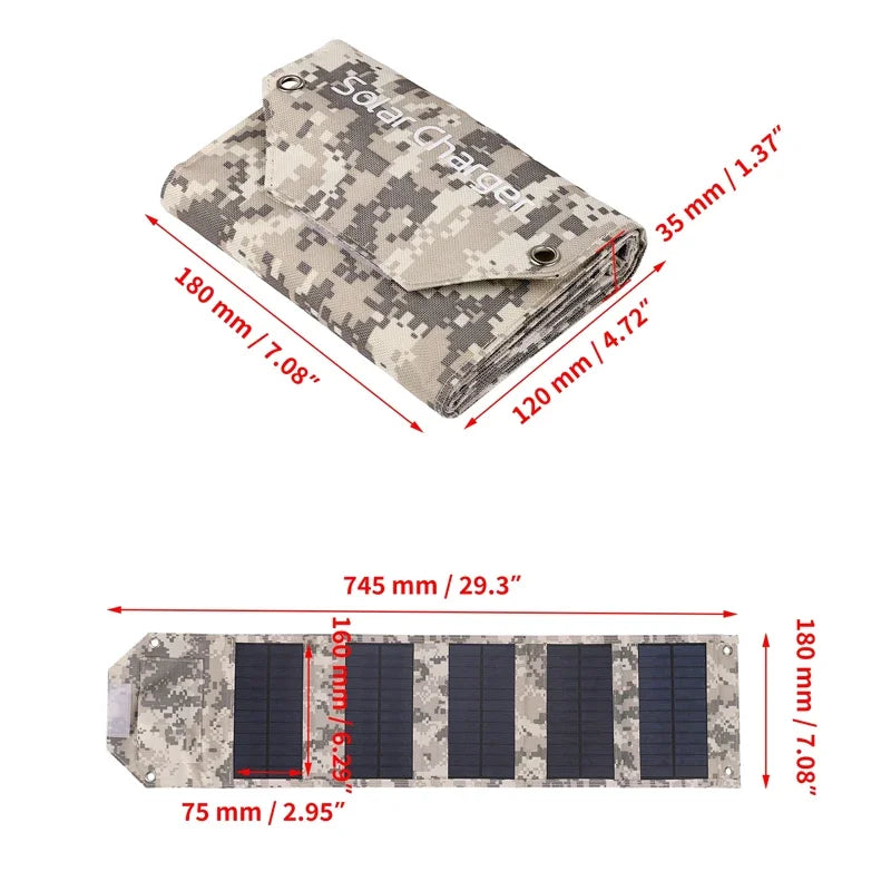 Foldable Solar Panel Charger — Waterproof USB Solar Charger for Camping & Outdoors