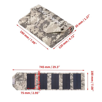 Foldable Solar Panel Charger — Waterproof USB Solar Charger for Camping & Outdoors