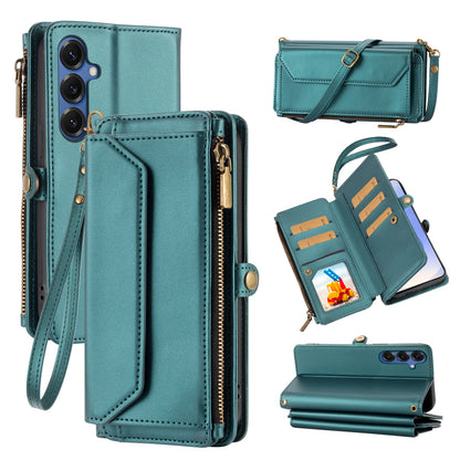 Leather Wallet Samsung Galaxy Case — Cross-Shoulder Strap & Card Slots Cover