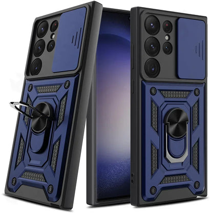 Armor Rotate Ring Stand Samsung Galaxy Case — Slide Lens Cover & Car Mount