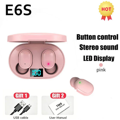 E6S Wireless Earbuds — Bluetooth 5.1 TWS with Digital Battery Display