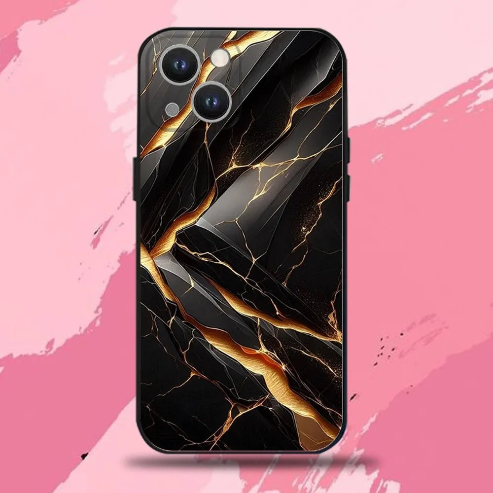 Black Gold Marble Case — Soft TPU Full Coverage Cover for iPhone