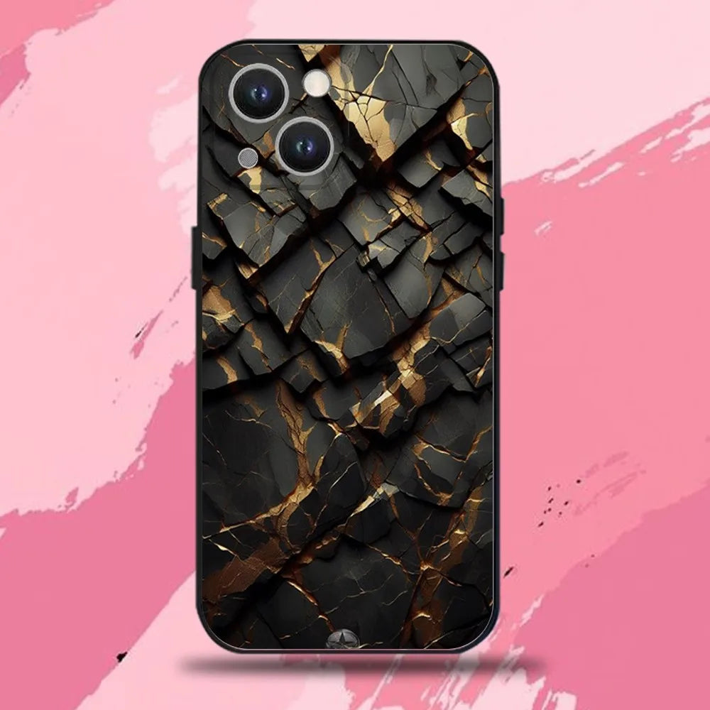 Black Gold Marble Case — Soft TPU Full Coverage Cover for iPhone