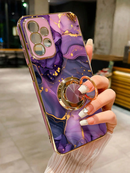 Luxury Marble Ring Holder Samsung Galaxy Case — Plating 360° Stand Cover