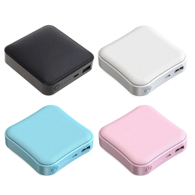 8,000mAh Mini Power Bank — Compact Portable Charger with LED Light in Pink & Black