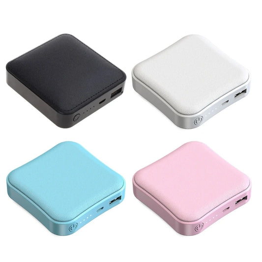 8,000mAh Mini Power Bank — Compact Portable Charger with LED Light in Pink & Black