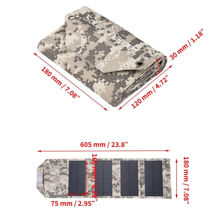 Foldable Solar Panel Charger — Waterproof USB Solar Charger for Camping & Outdoors