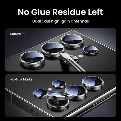 Metal Ring Camera Lens Protector for Samsung Galaxy — Full Cover Tempered Glass