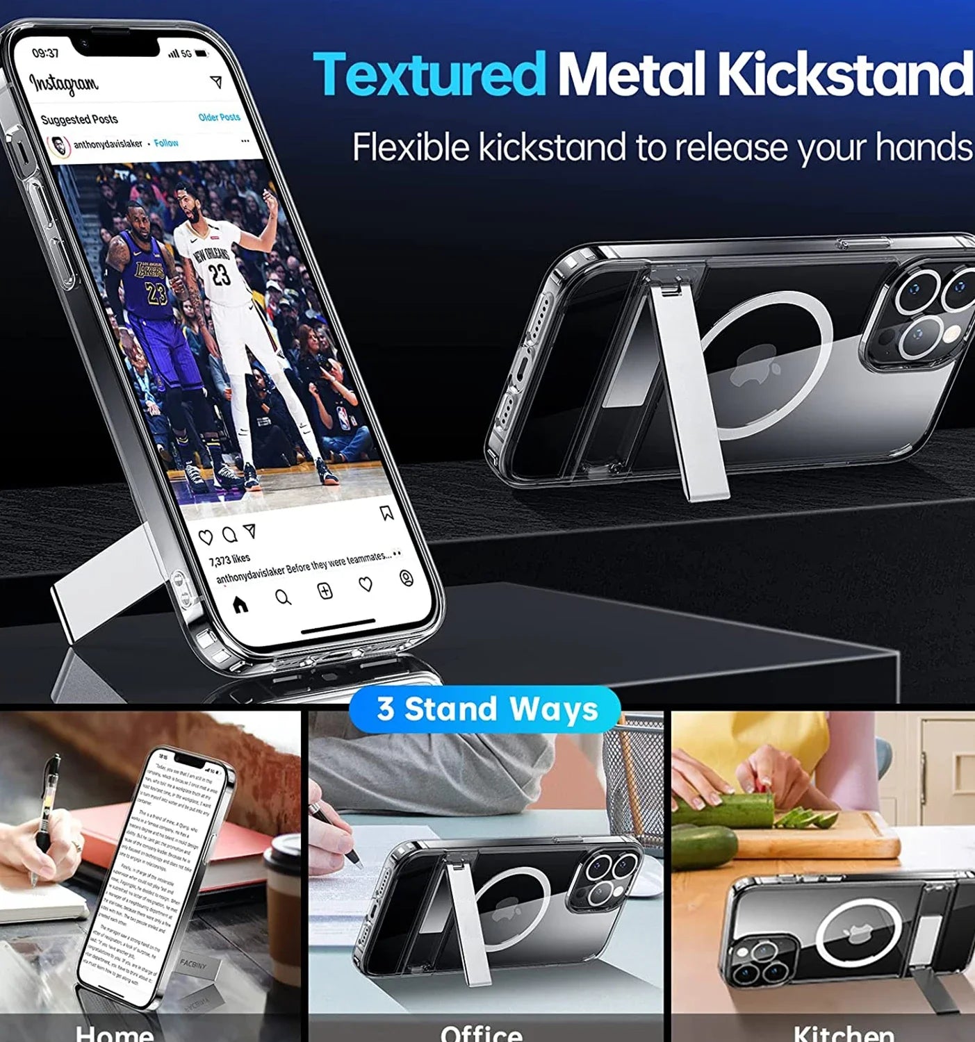Clear MagSafe Case with Kickstand — Magnetic Wireless Charging Cover