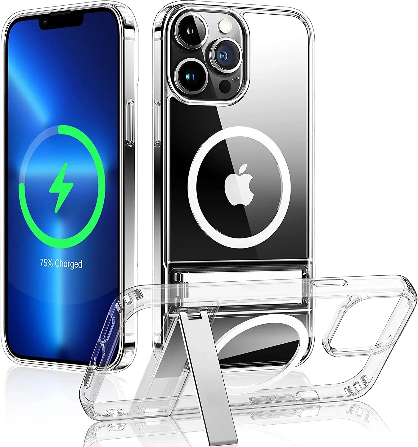 Clear MagSafe Case with Kickstand — Magnetic Wireless Charging Cover