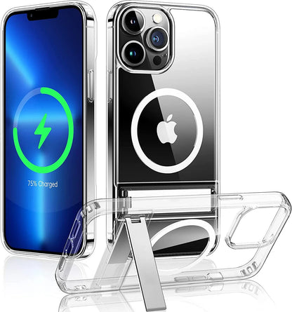 Clear MagSafe Case with Kickstand — Magnetic Wireless Charging Cover