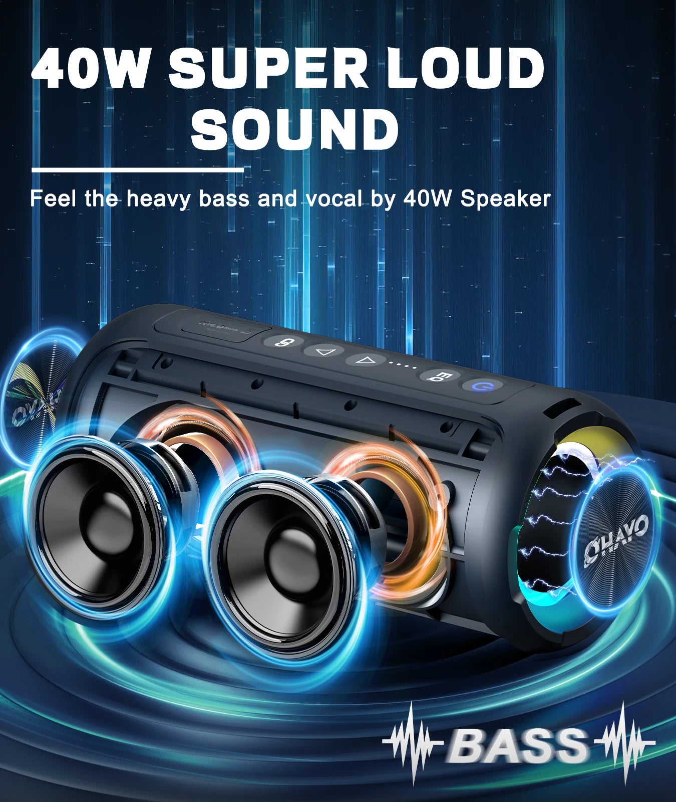 Ortizan X8 Pro Bluetooth Speaker — 40W IPX7 Waterproof with 30H Battery & TWS Pairing