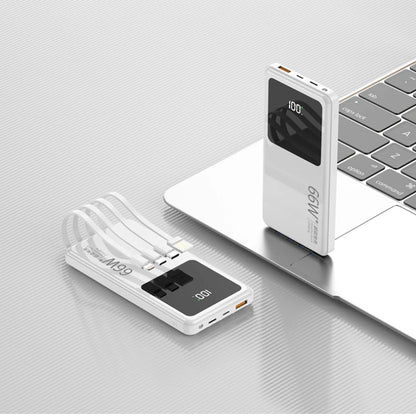 20,000mAh Power Bank with Built-In Cables — 65W PD Fast Charging & Digital Display