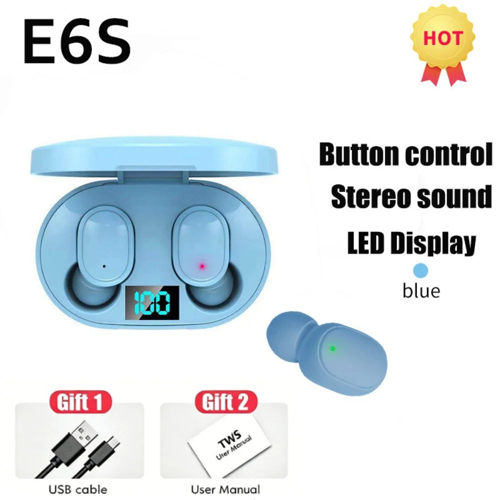 E6S Wireless Earbuds — Bluetooth 5.1 TWS with Digital Battery Display