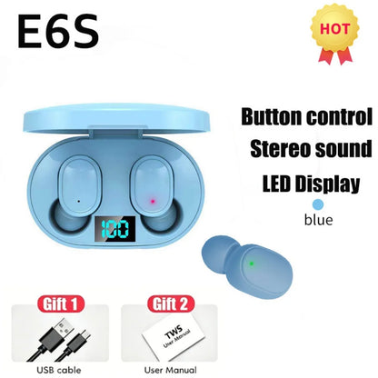 E6S Wireless Earbuds — Bluetooth 5.1 TWS with Digital Battery Display