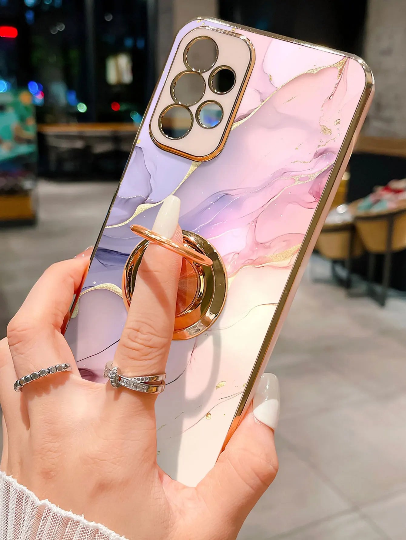Luxury Marble Ring Holder Samsung Galaxy Case — Plating 360° Stand Cover