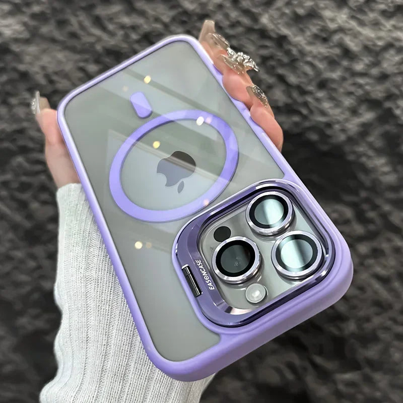 Magnetic Clear Case with Stand — MagSafe Shockproof with Camera Lens Protection