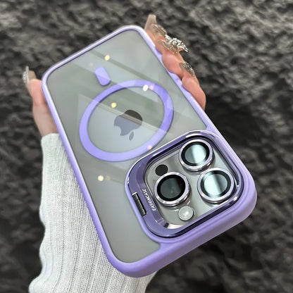 Magnetic Clear Case with Stand — MagSafe Shockproof with Camera Lens Protection