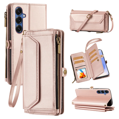 Leather Wallet Samsung Galaxy Case — Cross-Shoulder Strap & Card Slots Cover