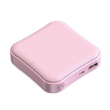 8,000mAh Mini Power Bank — Compact Portable Charger with LED Light in Pink & Black