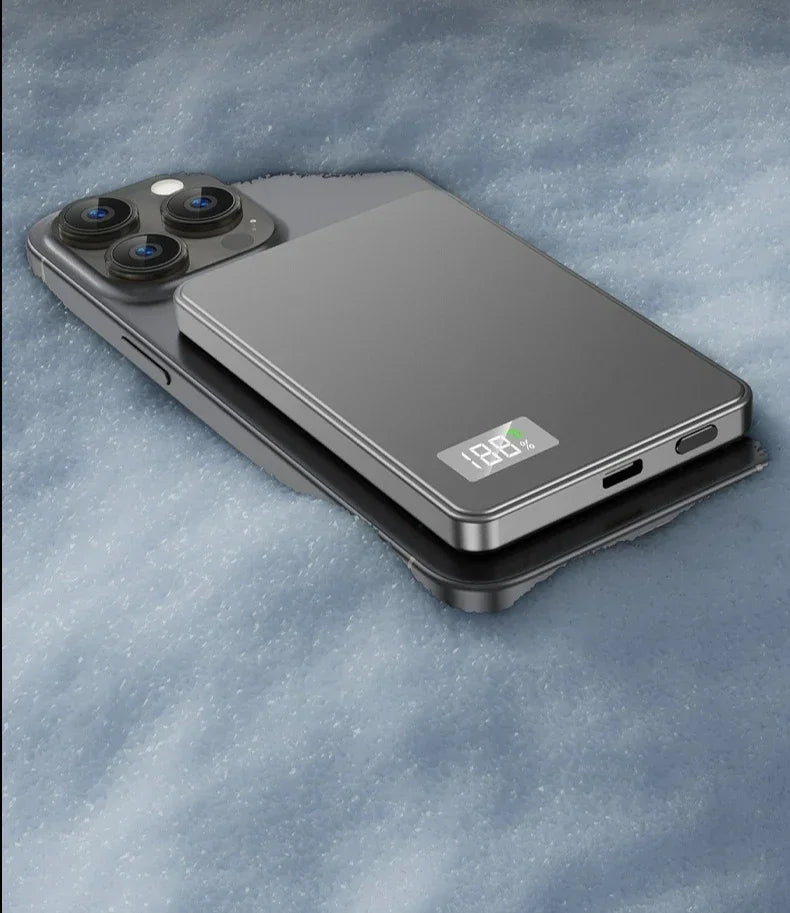 5,000 or 10,000mAh — Slim Magnetic Power Bank — 20W MagSafe Wireless Charger.