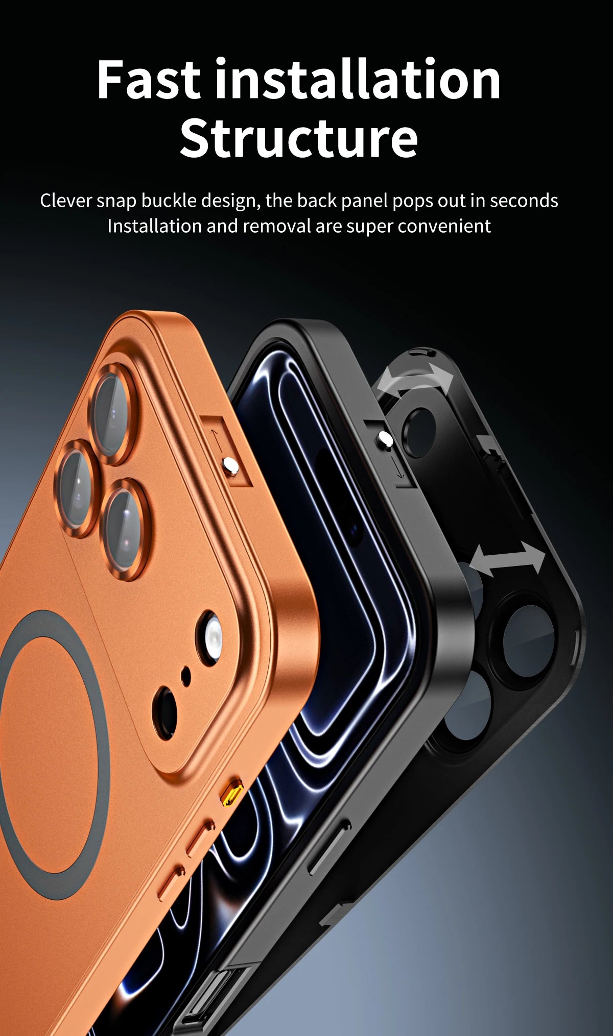 Aluminium Magnetic Case — MagSafe Metal Frame with Camera Lens Protection