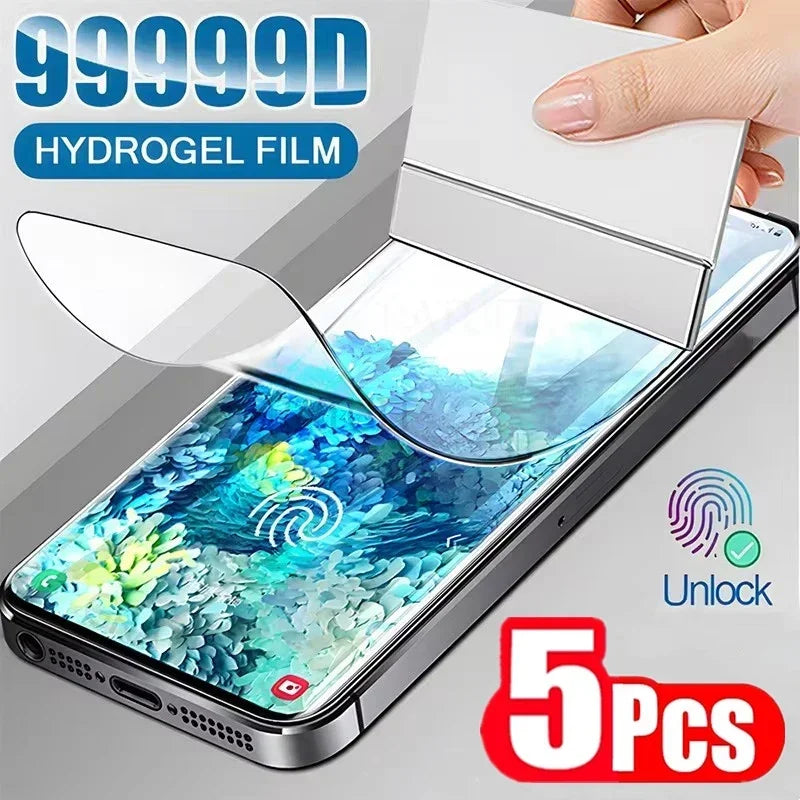 Hydrogel Screen Protector for Samsung Galaxy — 5-Pack Full Cover Curved Edge Film