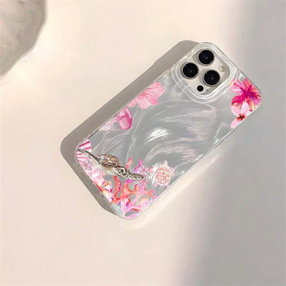 Turtle Print Case — Matte Chiffon Texture Full Coverage Cover for iPhone