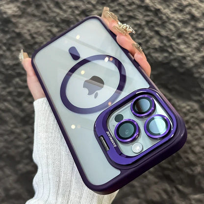 Magnetic Clear Case with Stand — MagSafe Shockproof with Camera Lens Protection