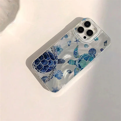 Turtle Print Case — Matte Chiffon Texture Full Coverage Cover for iPhone