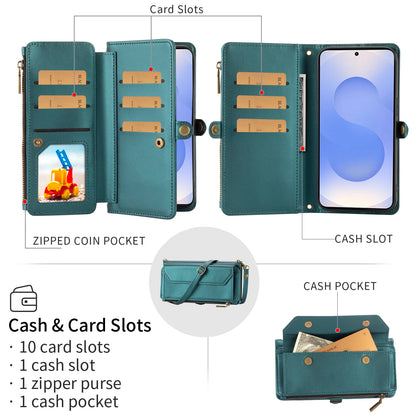 Leather Wallet Samsung Galaxy Case — Cross-Shoulder Strap & Card Slots Cover