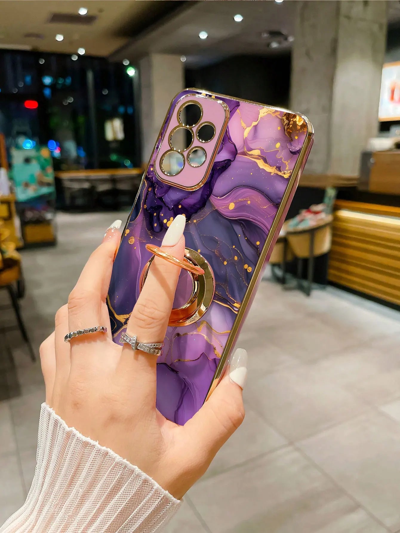 Luxury Marble Ring Holder Samsung Galaxy Case — Plating 360° Stand Cover