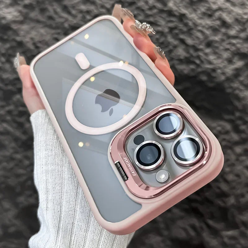 Magnetic Clear Case with Stand — MagSafe Shockproof with Camera Lens Protection