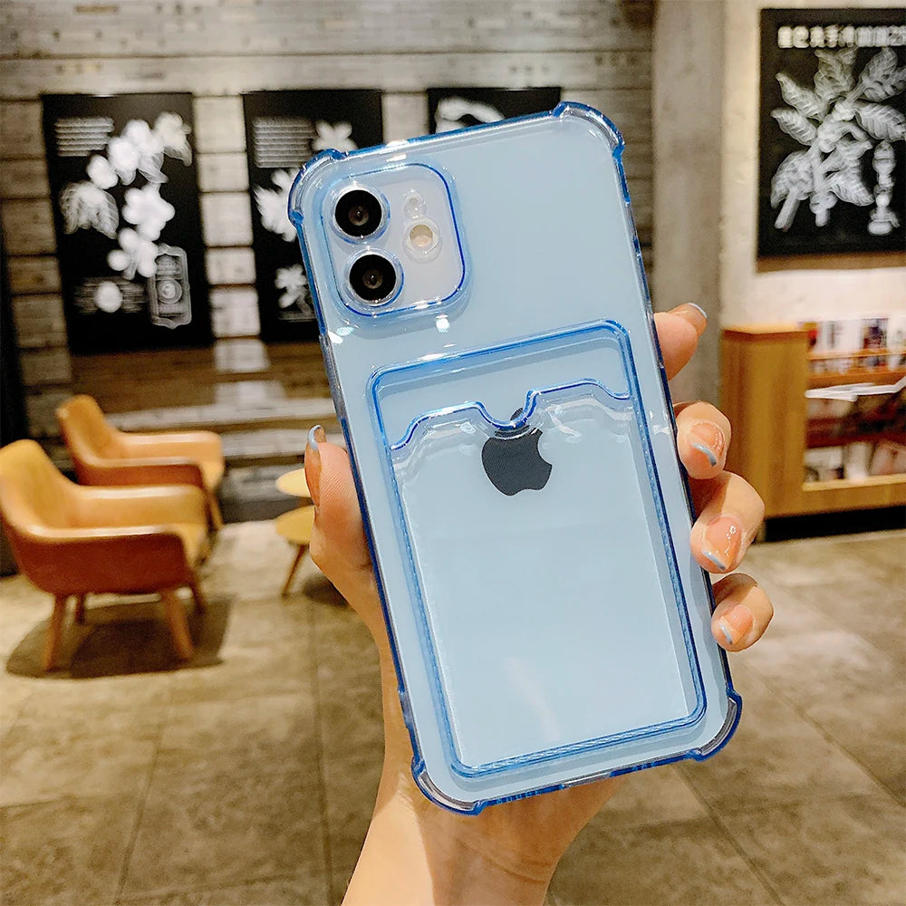 Clear Card Holder Samsung Galaxy Case — Shockproof Airbag Corner Cover