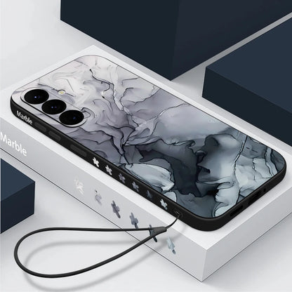 Matte Silicone Samsung Case with Lanyard — Shockproof Soft Cover