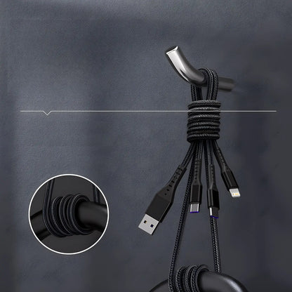 3-in-1 Charging Cable — 5A Fast Charge USB-C, Lightning & Micro USB