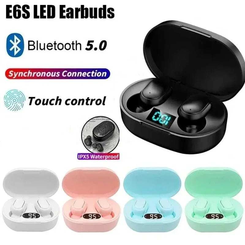 E6S Wireless Earbuds — Bluetooth 5.1 TWS with Digital Battery Display